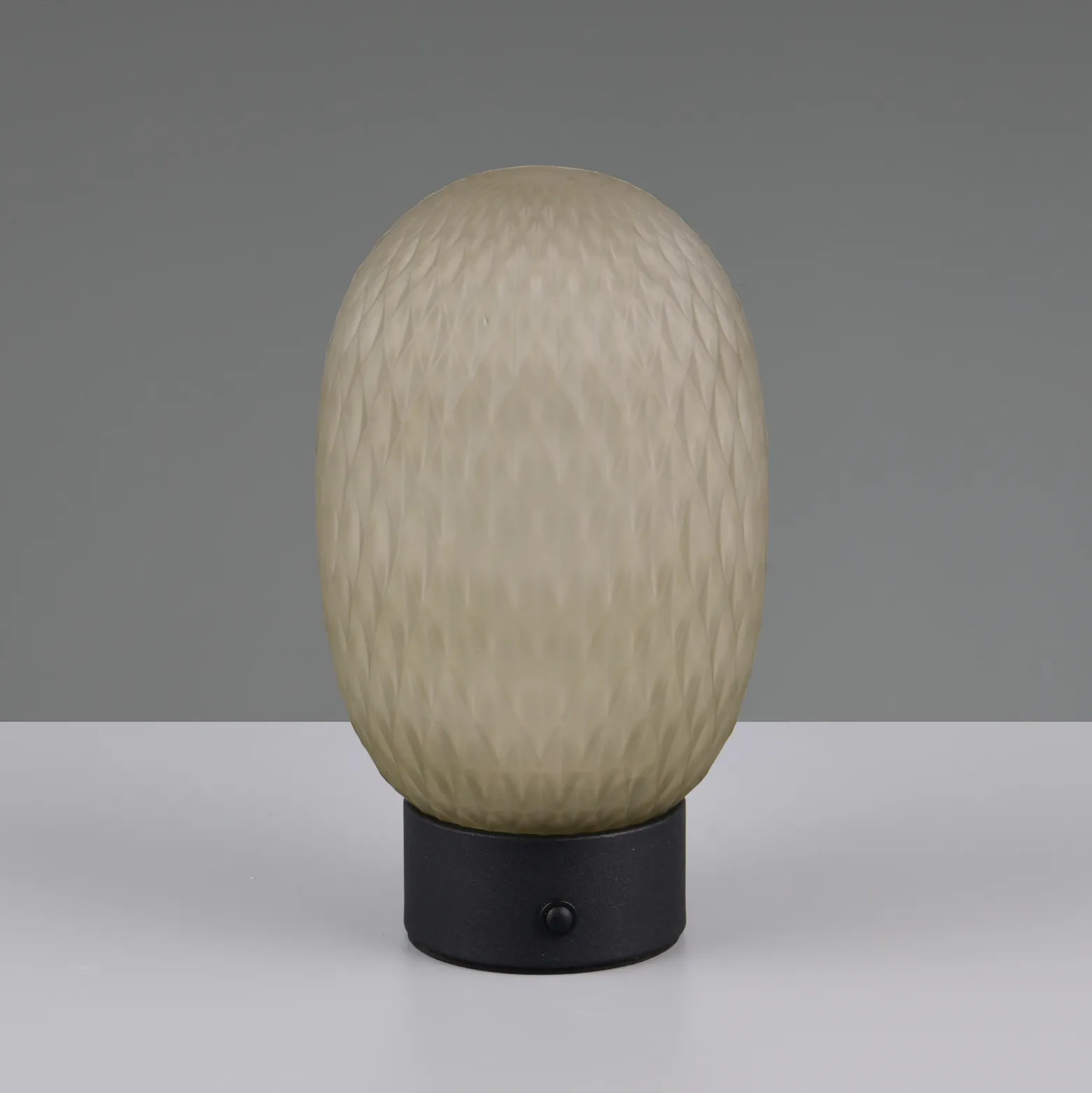 Lámpara de mesa LED recargable Facette, verde, USB, cristal,