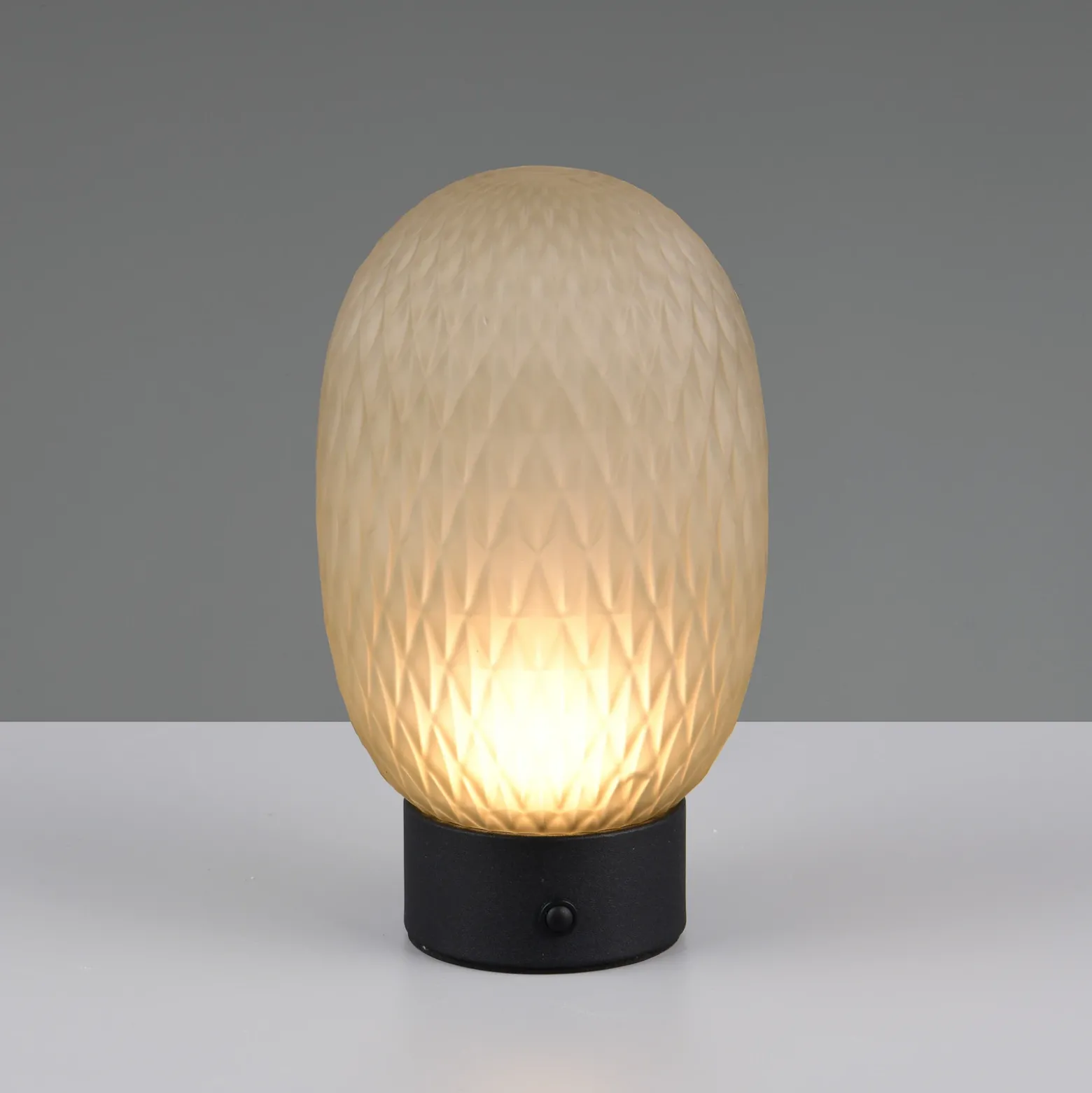 Lámpara de mesa LED recargable Facette, verde, USB, cristal,