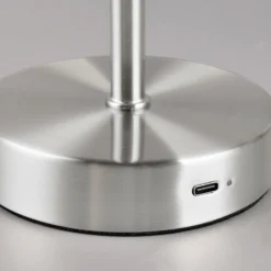 Lámpara de mesa LED recargable Jeff, color níquel, altura 30 cm, metal