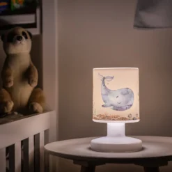 Lámpara de mesa LED recargable Paul Pottwal, blanco/azul, USB