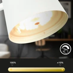 Lámpara de mesa LED recargable Biwo, blanca, regulador táctil, metal