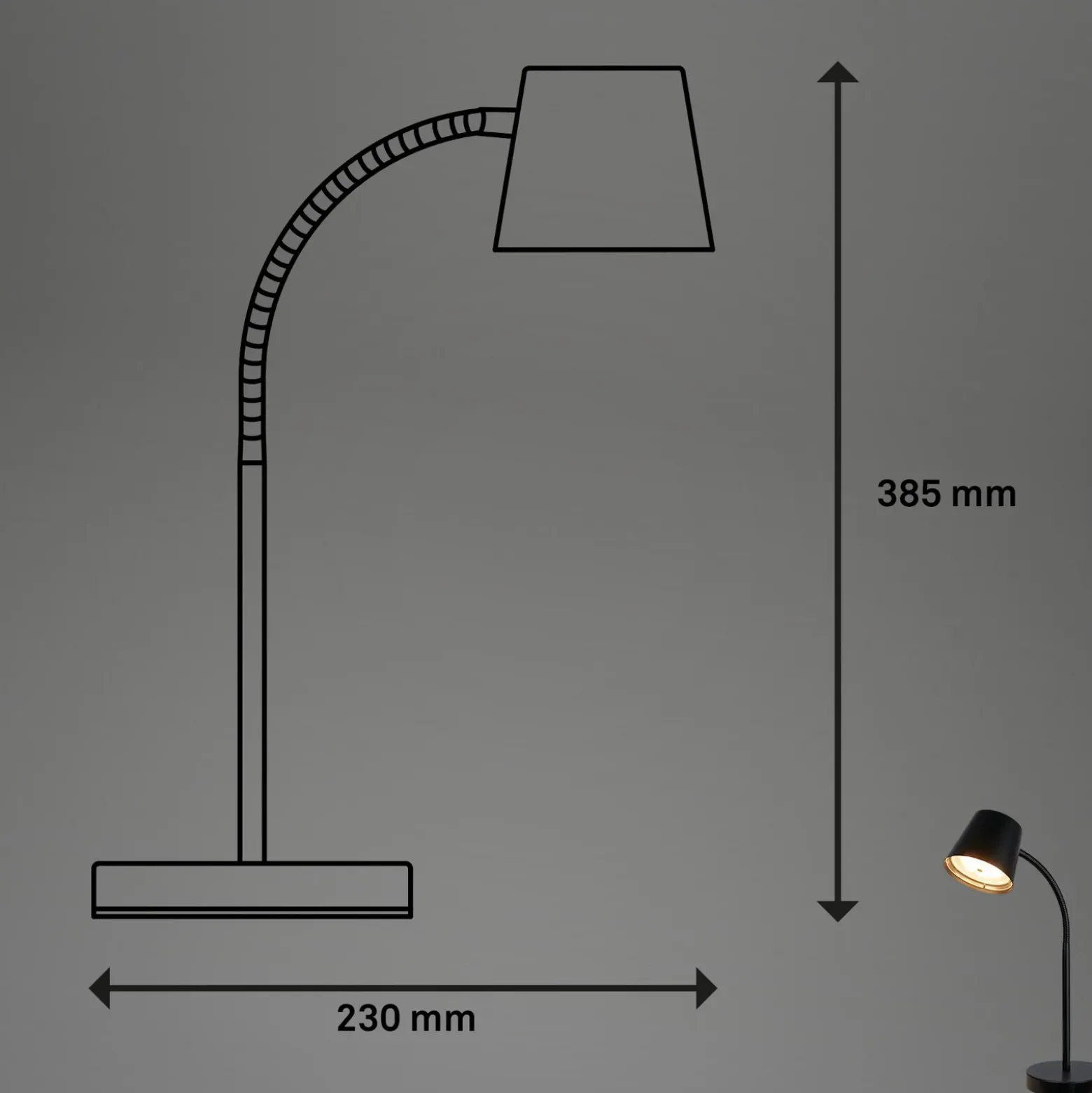 Lámpara de mesa LED recargable Biwo, negra, regulador táctil, metal