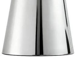 Lámpara de mesa LED recargable Lindby Nevijo, cromada, Ø 20 cm, USB, atenuador