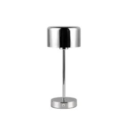Lámpara de mesa LED recargable Jeff, color cromo, altura 30 cm, metal