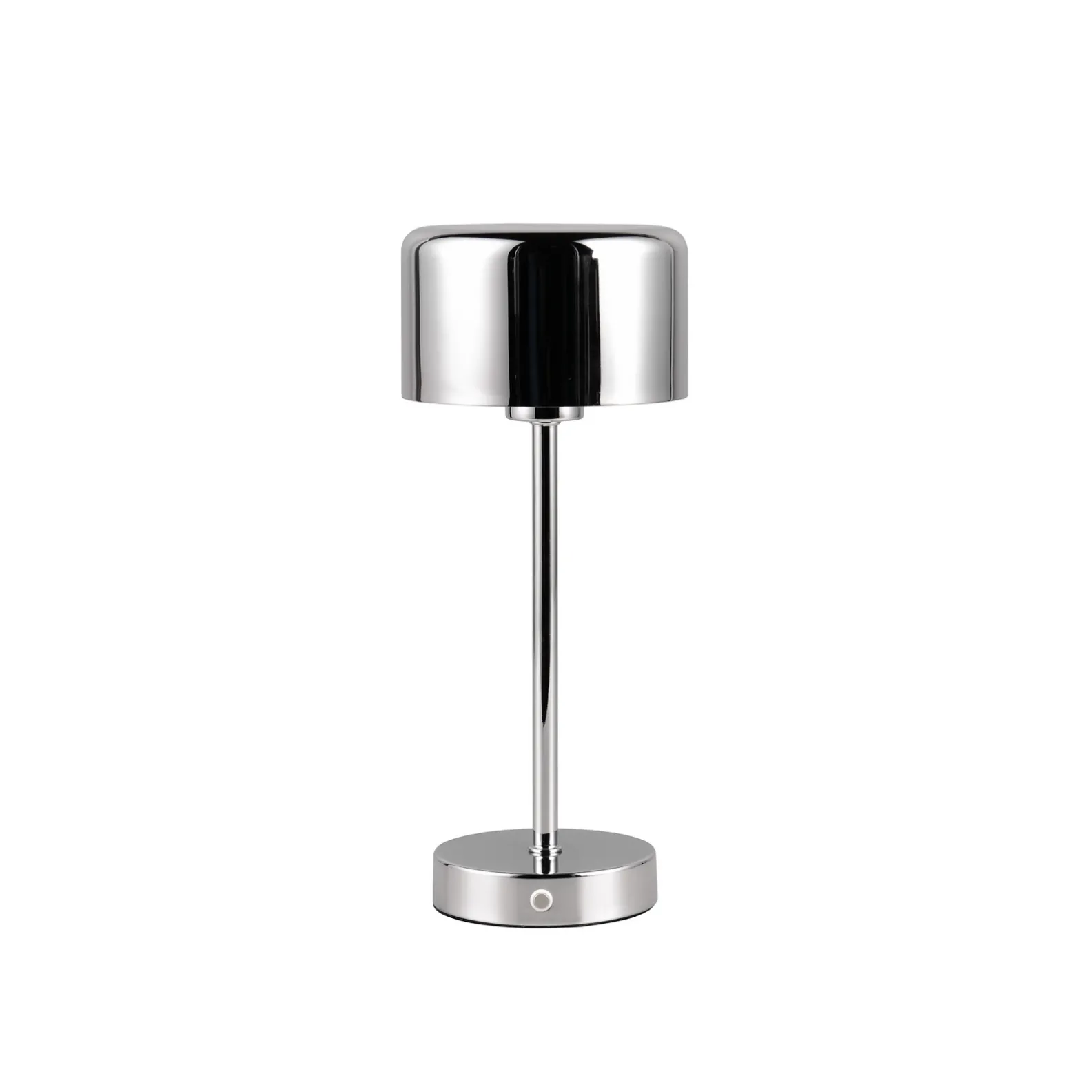 Lámpara de mesa LED recargable Jeff, color cromo, altura 30 cm, metal