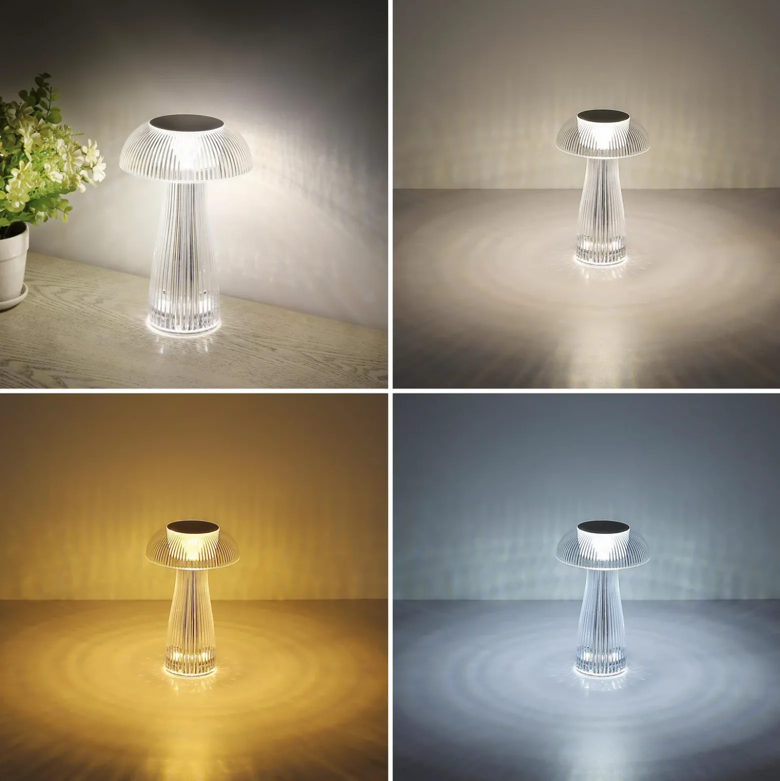 Lámpara de mesa LED recargable Gixi, color plata, altura 25 cm, CCT