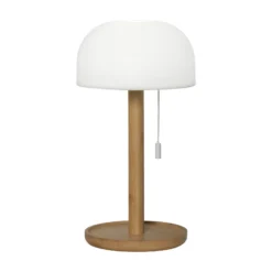 Lámpara de mesa LED recargable Tara, blanco/bambú, 28 cm, CCT