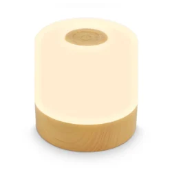 Lámpara de mesa LED recargable Cita con acabado en madera, USB-C, 2700 K,