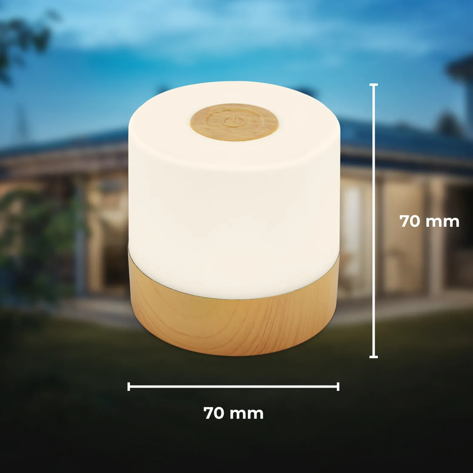 Lámpara de mesa LED recargable Cita con acabado en madera, USB-C, 2700 K,