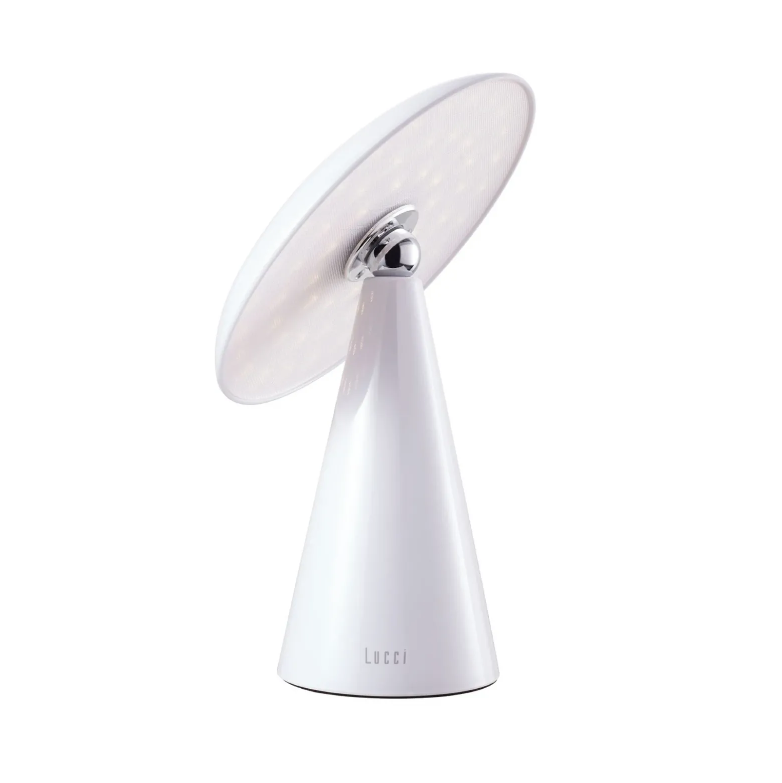 Lámpara de mesa LED recargable Beacon Kinoko, blanca, 27 cm, CCT