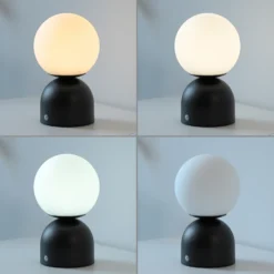 Lámpara de mesa LED recargable RUDI, negra, altura 20 cm, CCT, regulación táctil