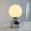 Lámpara de mesa LED recargable RUDI, cromada, altura 20 cm, CCT, regulación