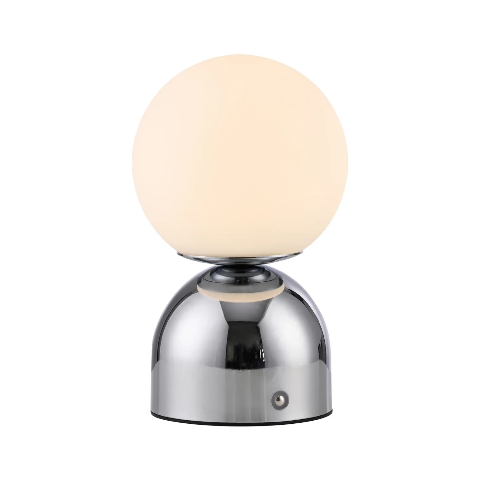 Lámpara de mesa LED recargable RUDI, cromada, altura 20 cm, CCT, regulación