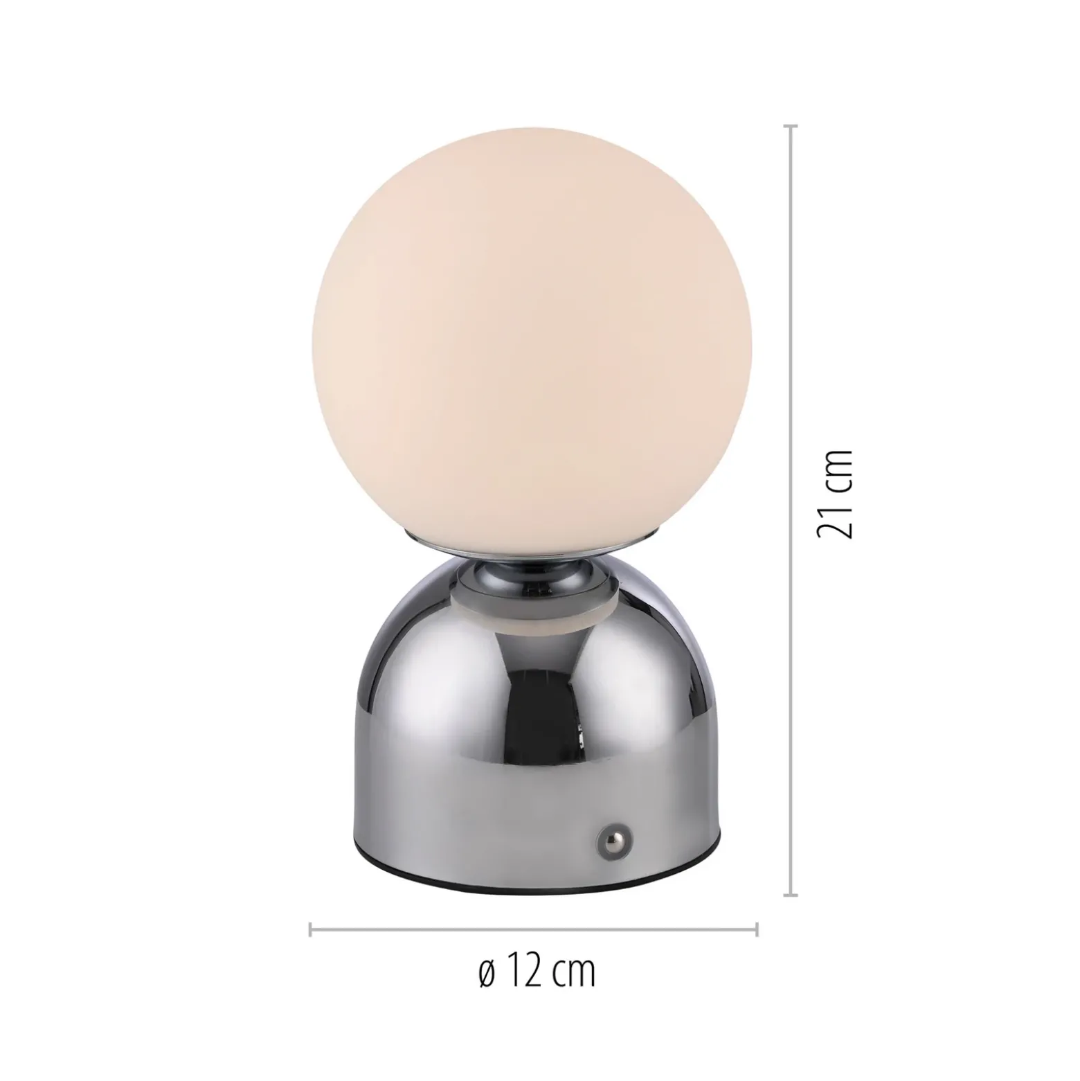 Lámpara de mesa LED recargable RUDI, cromada, altura 20 cm, CCT, regulación