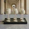 Lámpara de mesa LED recargable Quill, beige, 6 unidades, estación de carga