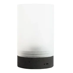 Lámpara de mesa LED recargable Dyberg Larsen Cozy, altura 20,5 cm, hormigón