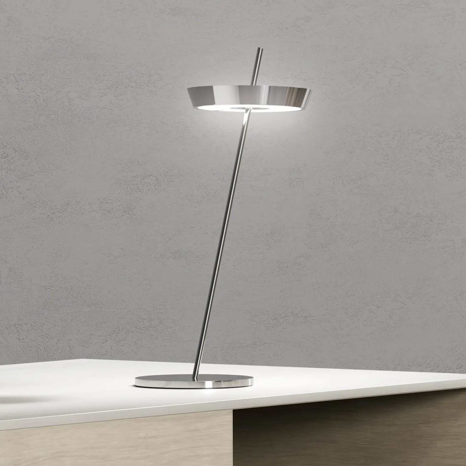 Lámpara de mesa LED recargable Mahina color cromo Altura 36 cm Metal CCT