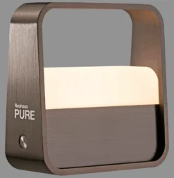 lámpara de mesa LED recargable PURE Go, marrón metalizado oscuro, aluminio
