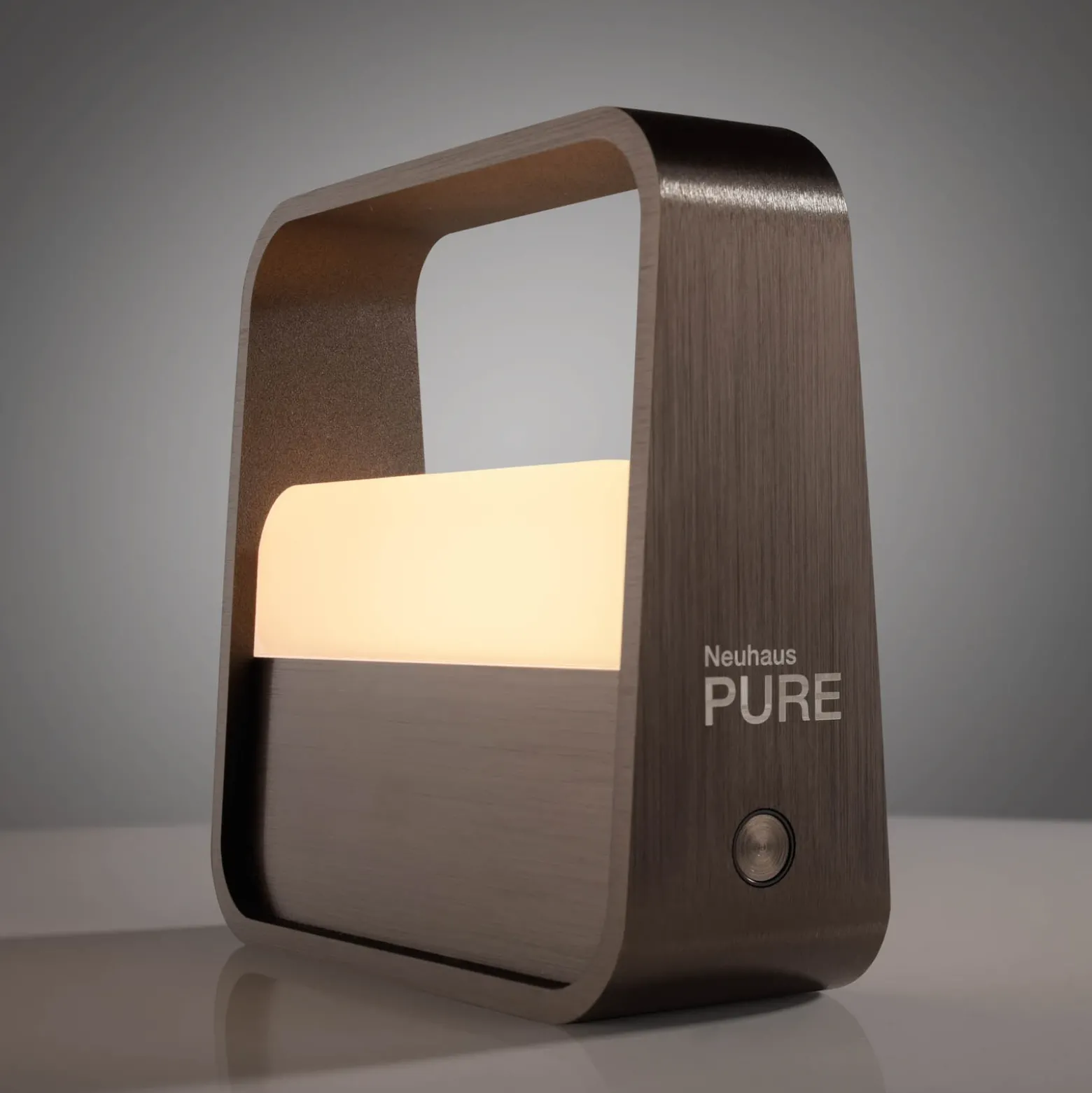 lámpara de mesa LED recargable PURE Go, marrón metalizado oscuro, aluminio