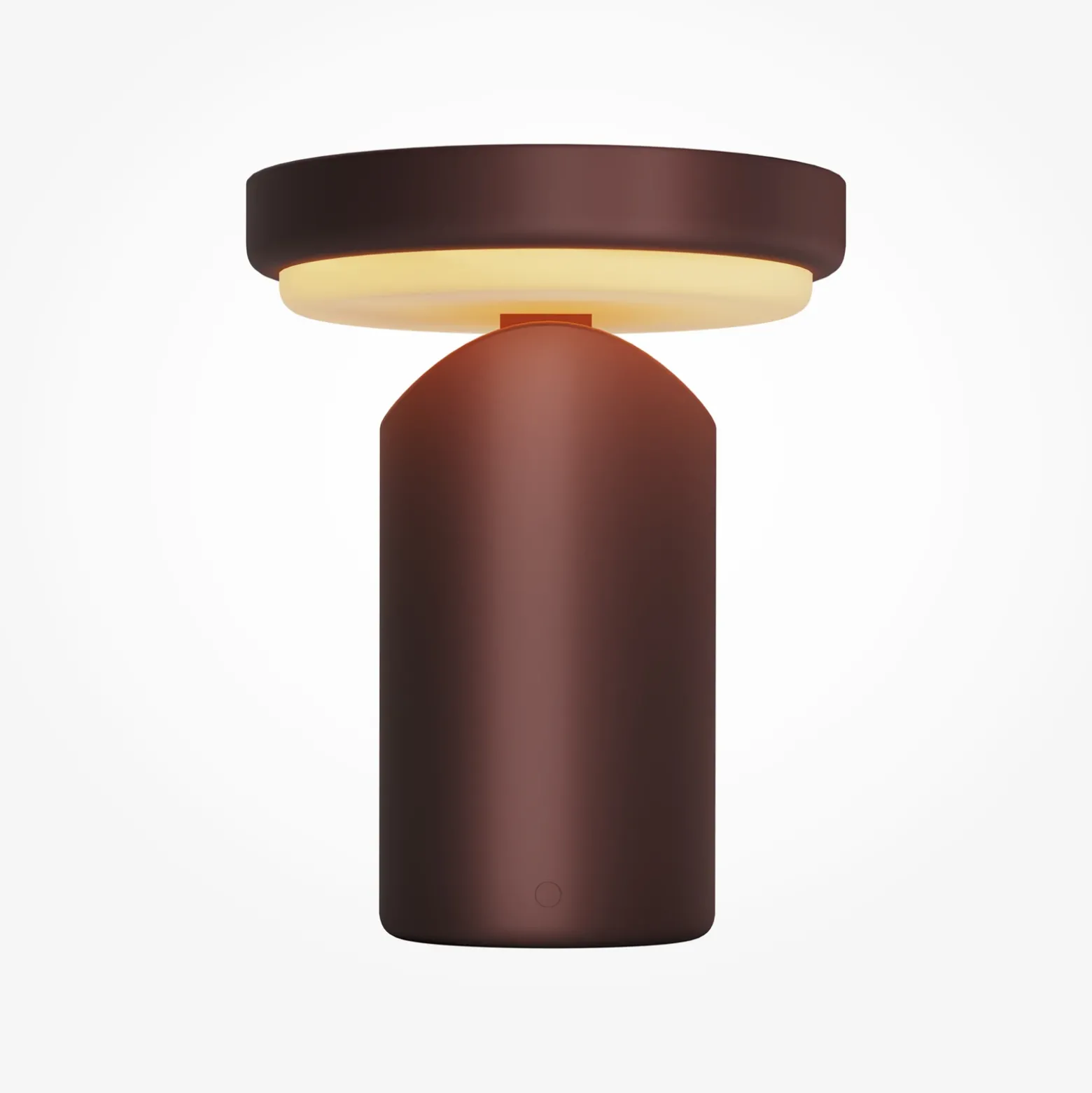 Lámpara de mesa LED recargable Topo, roja, altura 20 cm, metal, atenuador de