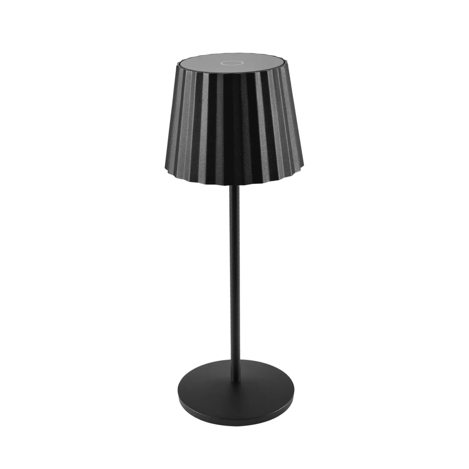 Lámpara de mesa LED recargable Lindby Esali, negra, metal, IP65