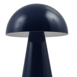 Lámpara de mesa LED recargable Lindby Nevijo, azul, Ø 20 cm, USB, atenuador