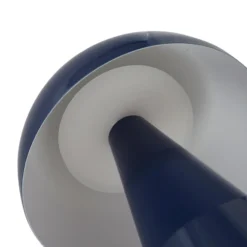 Lámpara de mesa LED recargable Lindby Nevijo, azul, Ø 20 cm, USB, atenuador