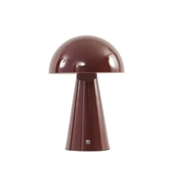 Lámpara de mesa LED recargable Lindby Nevijo, roja, Ø 20 cm, USB, atenuador de