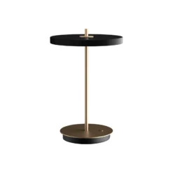 Lámpara de mesa LED recargable UMAGE Asteria Move, negro/latón, 31 cm