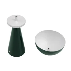 Lámpara de mesa LED recargable Lindby Nevijo, verde, Ø 20 cm, USB, atenuador de