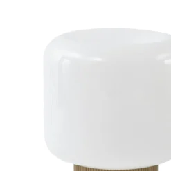 lámpara de mesa LED recargable Lucande Katrin Palme, beige, cristal