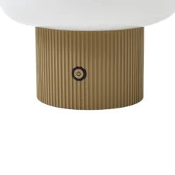 lámpara de mesa LED recargable Lucande Katrin Palme, beige, cristal