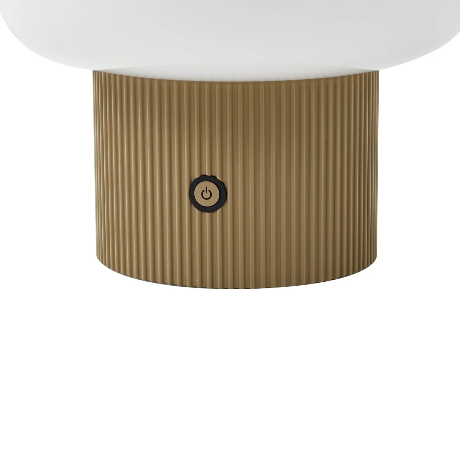 lámpara de mesa LED recargable Lucande Katrin Palme, beige, cristal