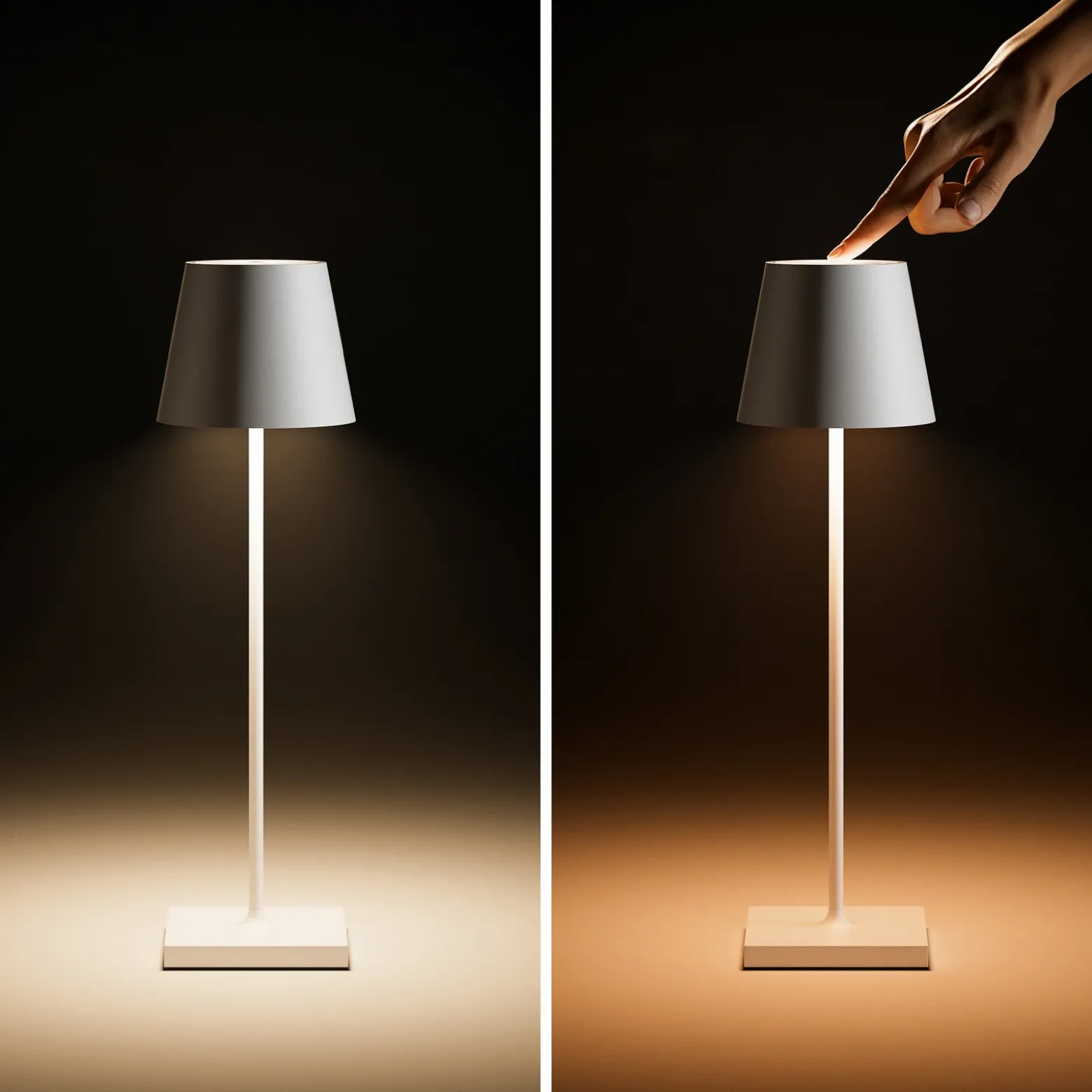 Lámpara de mesa LED recargable Nuindie, USB-C, gris, IP54, atenuable