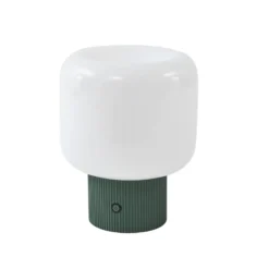 Lámpara de mesa LED recargable Lucande Katrin Palme, verde, cristal