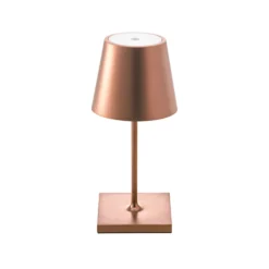 Lámpara de mesa LED recargable Nuindie mini, USB-C, bronce, IP54, atenuable.