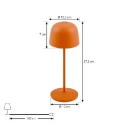 Lámpara de mesa LED recargable Arietty de Lindby, naranja, atenuable, IP65