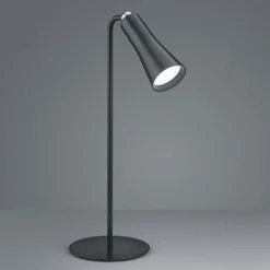 Lámpara de mesa LED recargable Maxi, negra, metal, atenuable, 36 cm