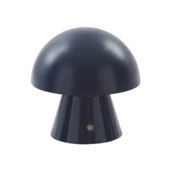Lámpara de mesa LED recargable Lindby Nevijo, azul, Ø 18 cm, USB, atenuador de