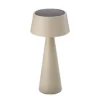 Lámpara de mesa LED recargable Solino, beige, solar/USB, 26 cm, IP44