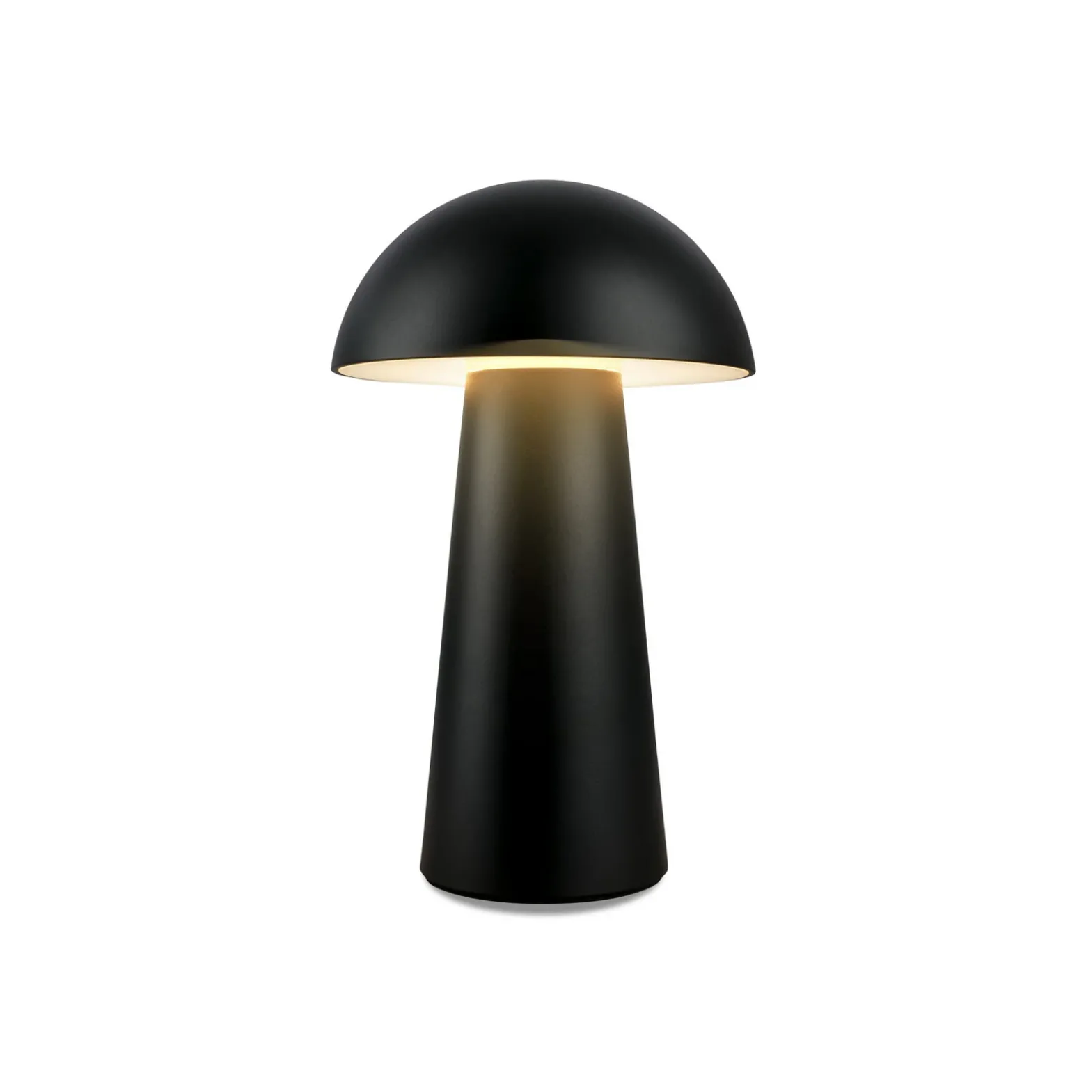Lámpara de mesa LED recargable Fungo Mini, negra, táctil, plástico