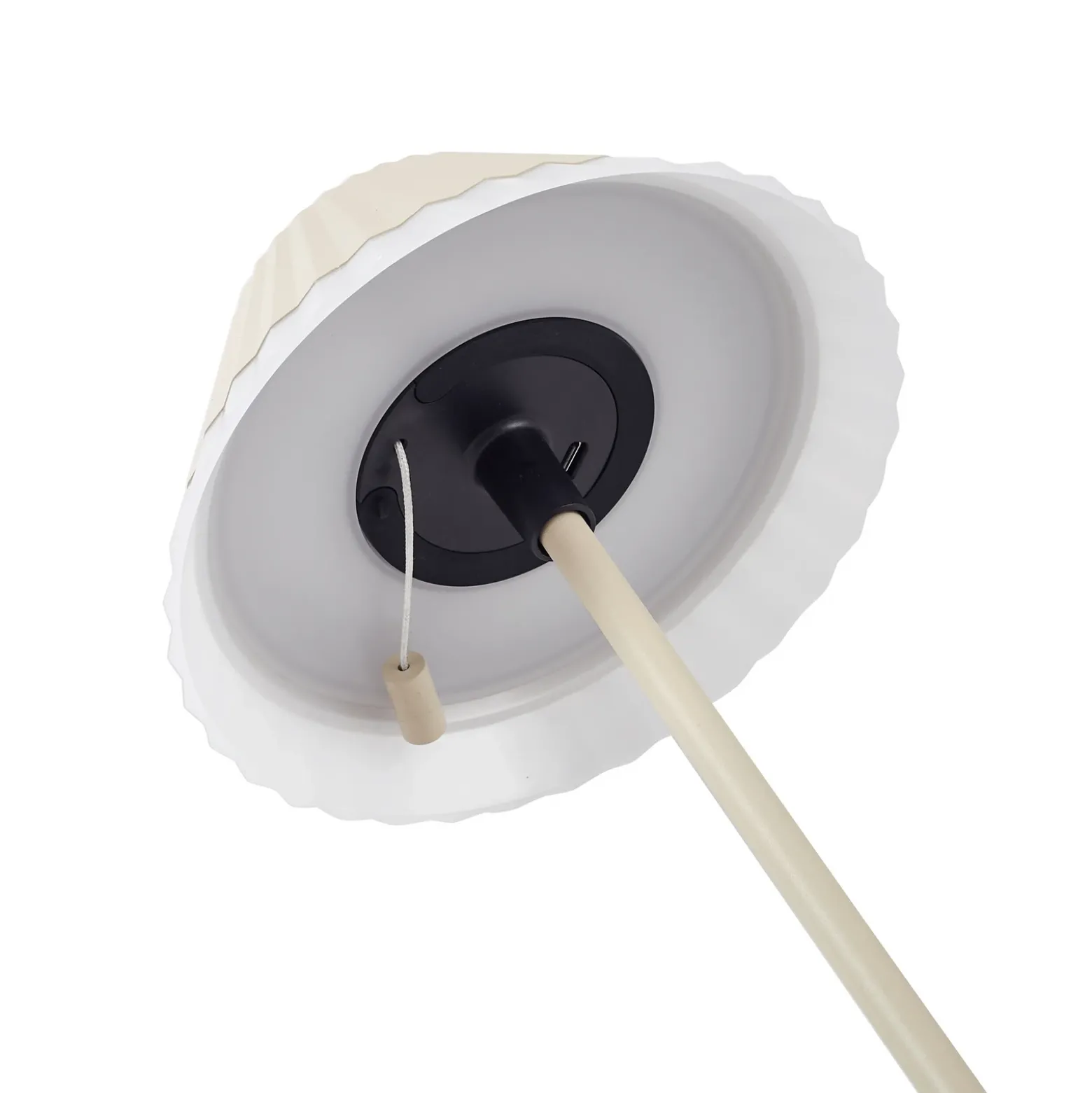 Lámpara de mesa LED recargable Ilvi de Lindby, beige, aluminio, Ø 17,5 cm