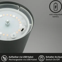 Lámpara de mesa LED recargable 7507015, antracita RGBW IP44 Regulador táctil