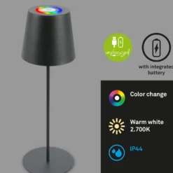 Lámpara de mesa LED recargable 7507015, antracita RGBW IP44 Regulador táctil