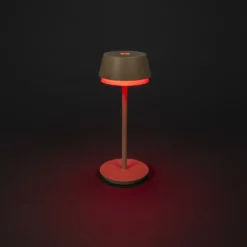 Lámpara de mesa LED recargable Lyon, color arena, IP54, atenuador, CCT, RGB