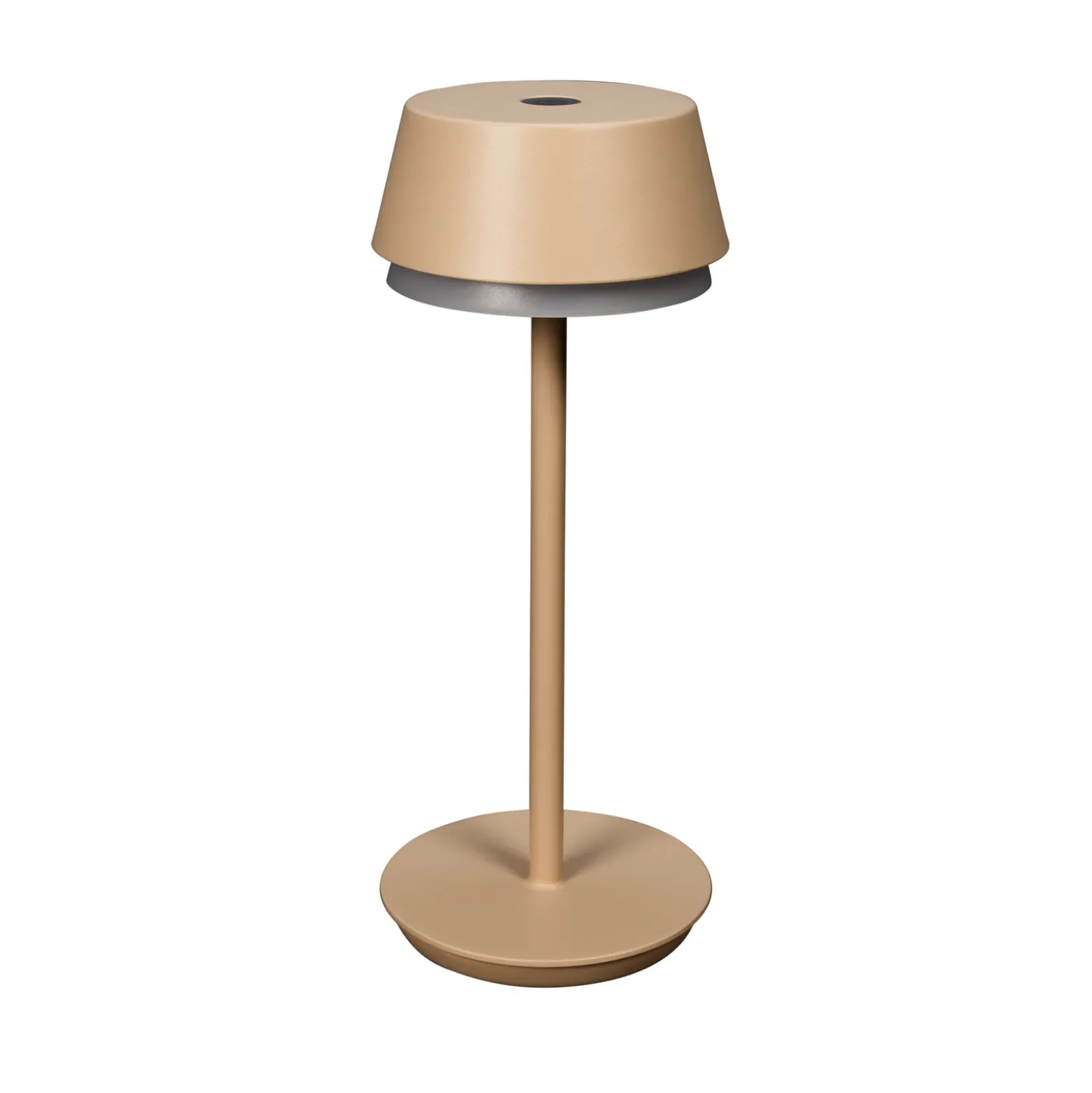 Lámpara de mesa LED recargable Lyon, color arena, IP54, atenuador, CCT, RGB