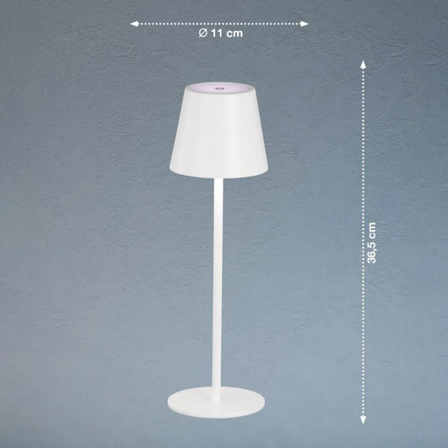 Lámpara de mesa LED recargable Viletto, blanca, IP54