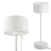 Lámpara de mesa LED recargable Veluna, blanca, altura 25 cm, IP44, atenuable,