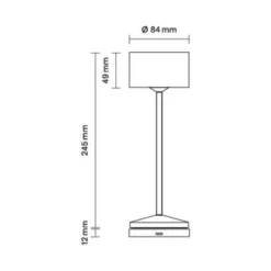 Lámpara de mesa LED recargable Veluna, blanca, altura 25 cm, IP44, atenuable,