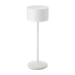 Lámpara de mesa LED recargable Veluna, blanca, altura 25 cm, IP44, atenuable,